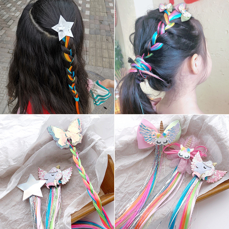 Women'S Accessories Rainbow Shops - 화려한 헤어 피스 헤어 익스텐션 클립