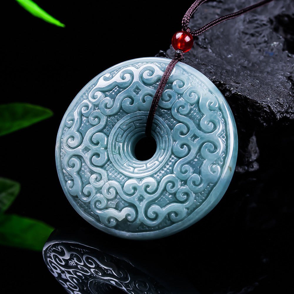 Women Accessories Jewelry - 천연 버마산 경옥 꽃 펜던트 목걸이