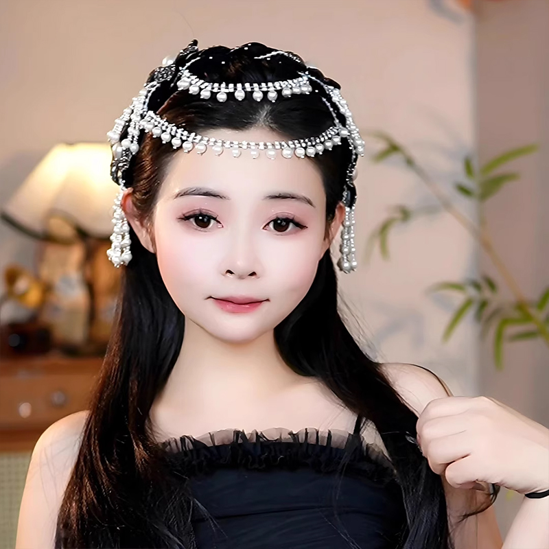 Women Accessories Sale - 프랑스 레트로 꽃 비즈 태슬 헤어밴드,