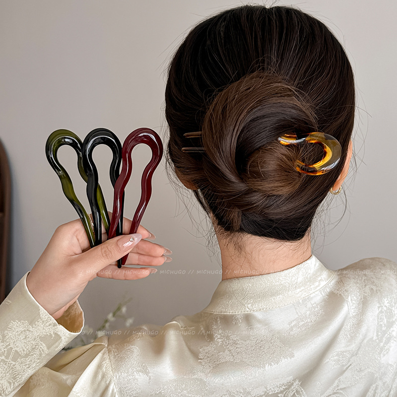 Hair Fork Stick - 2026 U자형 헤어 포크 패션 거북이