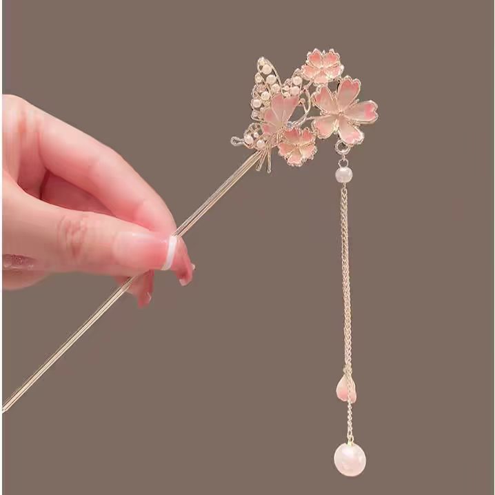 Hair Fork Stick - 고급스러운 느낌의 사쿠라 머리핀, 한푸 머리핀,