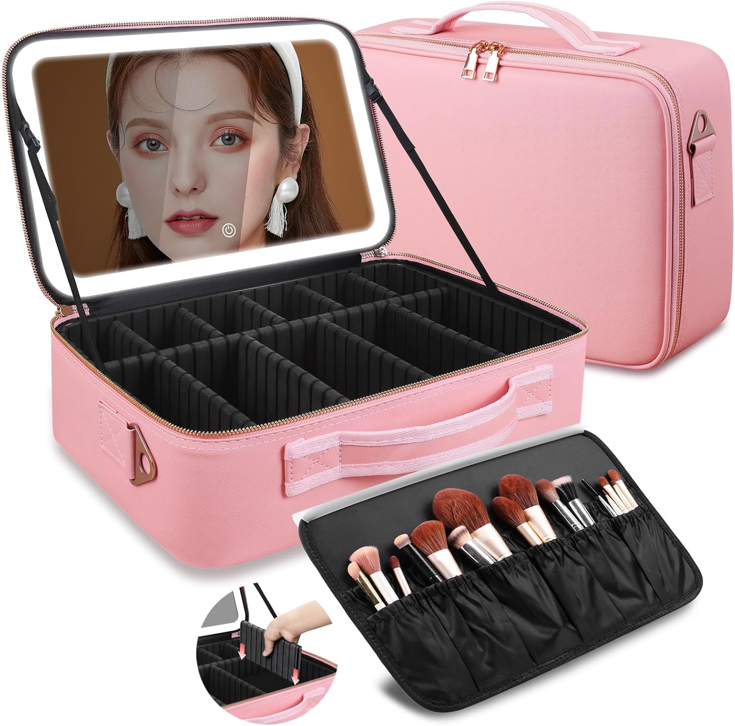 Women Accessories Organizer - 대용량 메이크업 가방 15''X11'' LED 거울