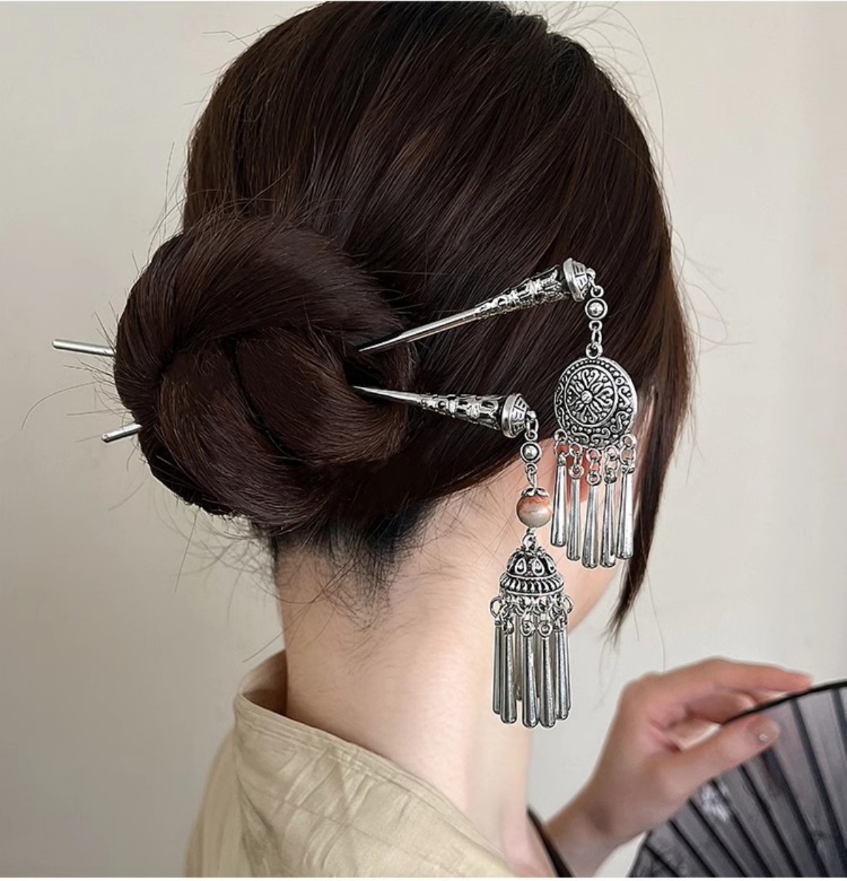 우아한 여성의 머리핀 골동품 실버 나비 술 머리 스틱  - Hair Fork Stick 리뷰 및 가격