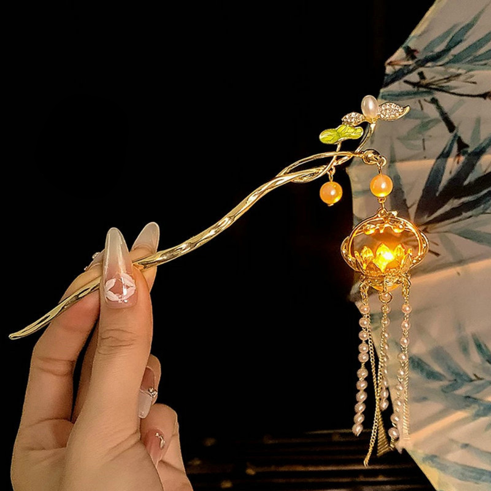 빛나는 꽃 머리핀 절묘한 연꽃 꽃무늬 태슬 헤어 스틱  - Hair Fork Stick 리뷰 및 가격