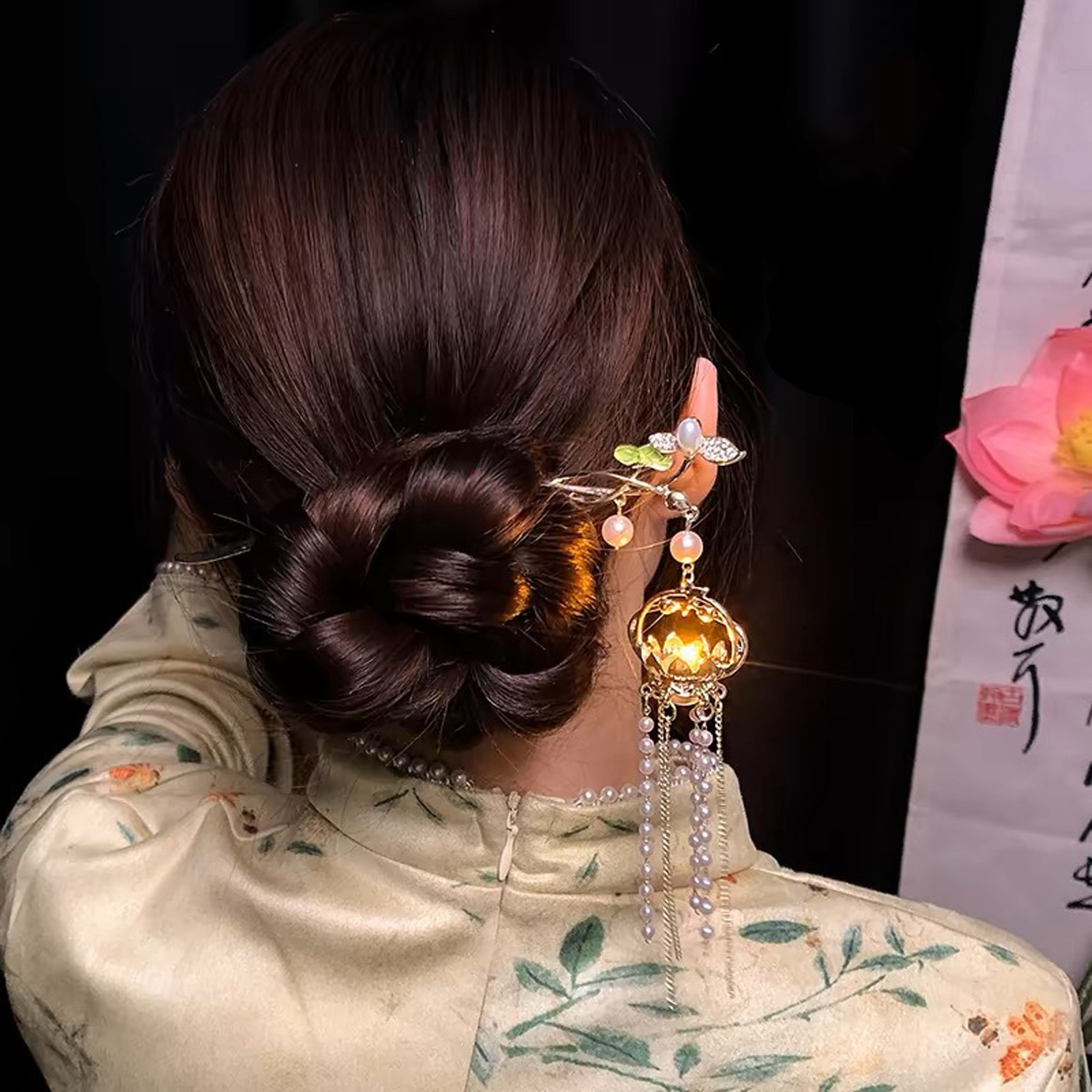 빛나는 꽃 머리핀 절묘한 연꽃 꽃무늬 태슬 헤어 스틱  - Hair Fork Stick 리뷰 및 가격
