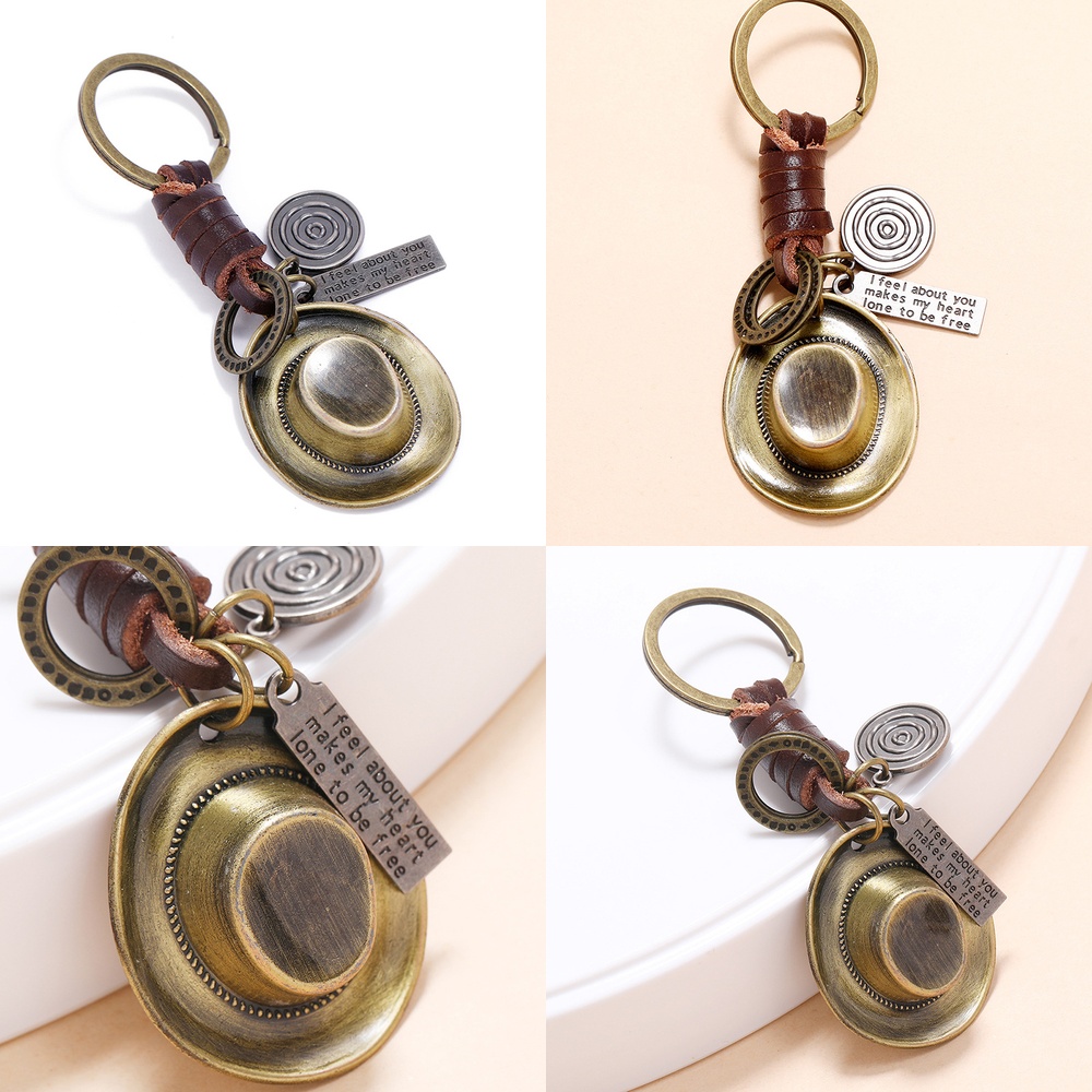 수제 직조 레트로 합금 카우보이 모자 가죽 열쇠고리,  - Women'S Jeep Accessories 리뷰 및 가격