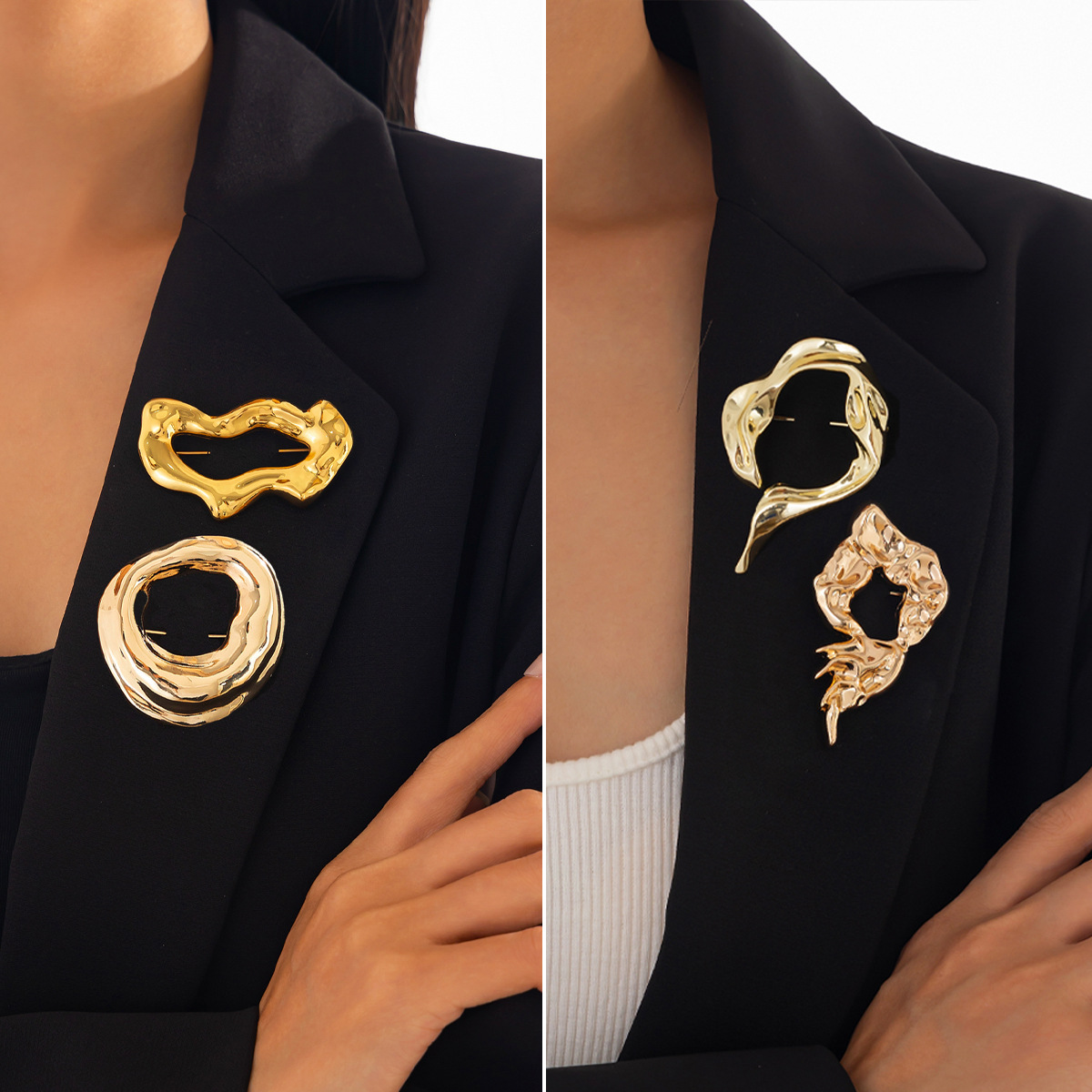 여성을위한 새로운 패션 불규칙한 브로치 유행 금속 골드 - Women Accessories Jewelry 리뷰 및 가격