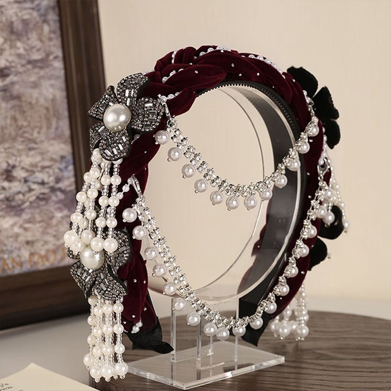 프랑스 레트로 꽃 비즈 태슬 헤어밴드, 에스닉 스타일  - Women Accessories Sale 리뷰 및 가격