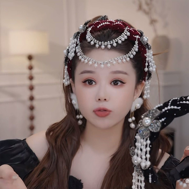 프랑스 레트로 꽃 비즈 태슬 헤어밴드, 에스닉 스타일  - Women Accessories Sale 리뷰 및 가격