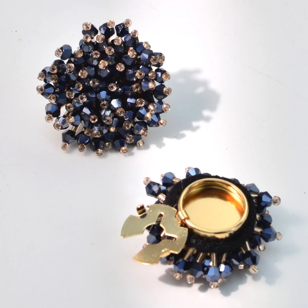 2PCS 우아한 버튼 커버 수제 비즈 크리스탈 커프링크 - Women Accessories Jewelry 리뷰 및 가격