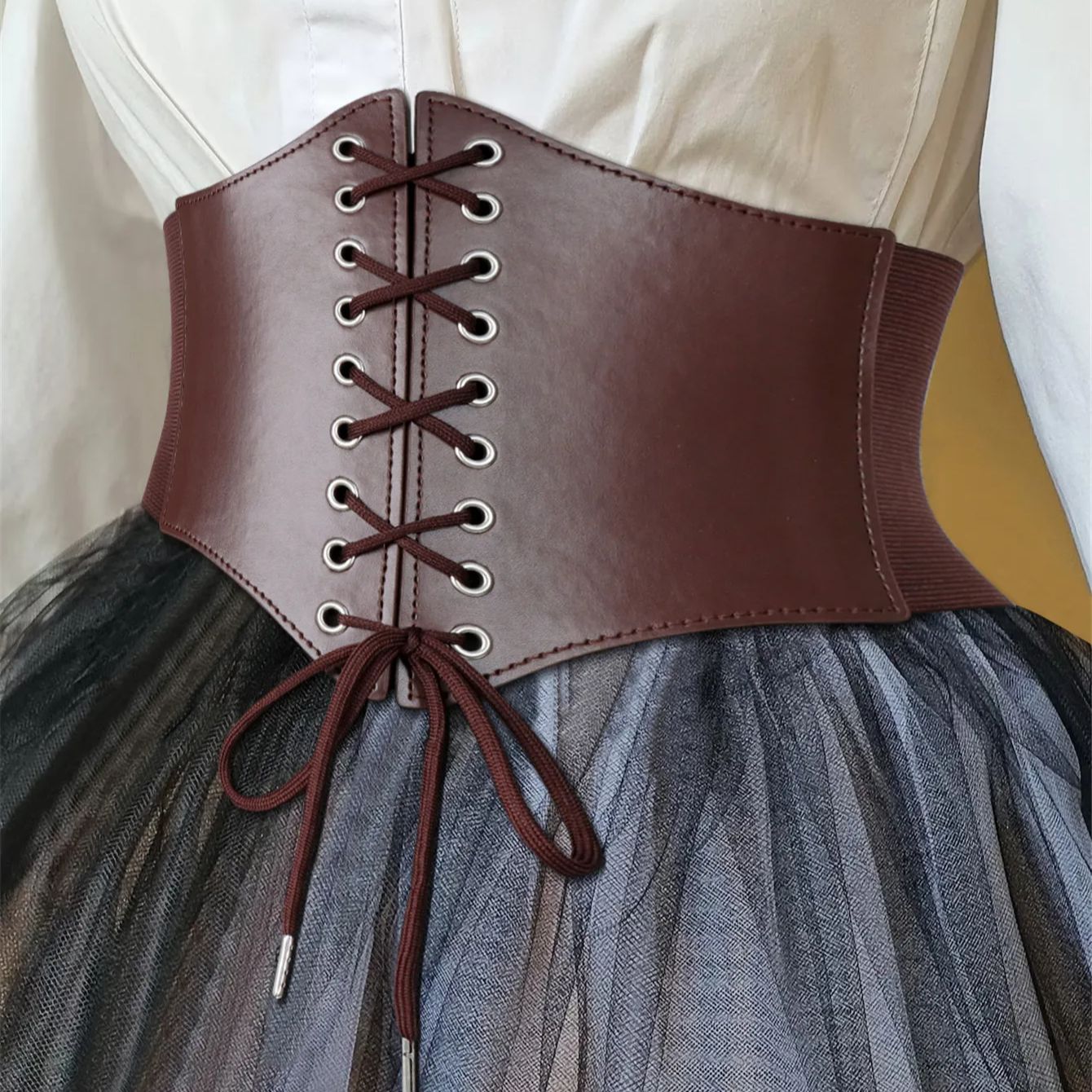 여성용 중세 허리 벨트 다크 브라운 탄성 바인딩 벨트, - Women'S Viking Accessories 리뷰 및 가격