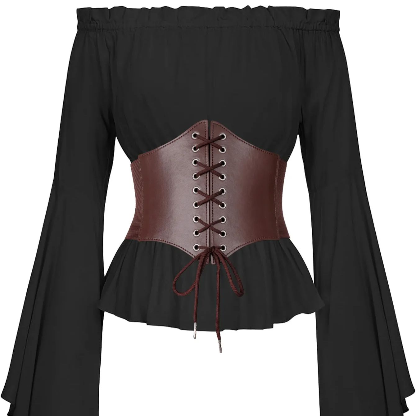 여성용 중세 허리 벨트 다크 브라운 탄성 바인딩 벨트, - Women'S Viking Accessories 리뷰 및 가격