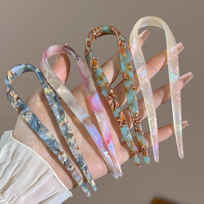 U자형 헤어 스틱 아세테이트 아크릴 헤어 포크 헤어 클 - Hair Fork Stick 리뷰 및 가격