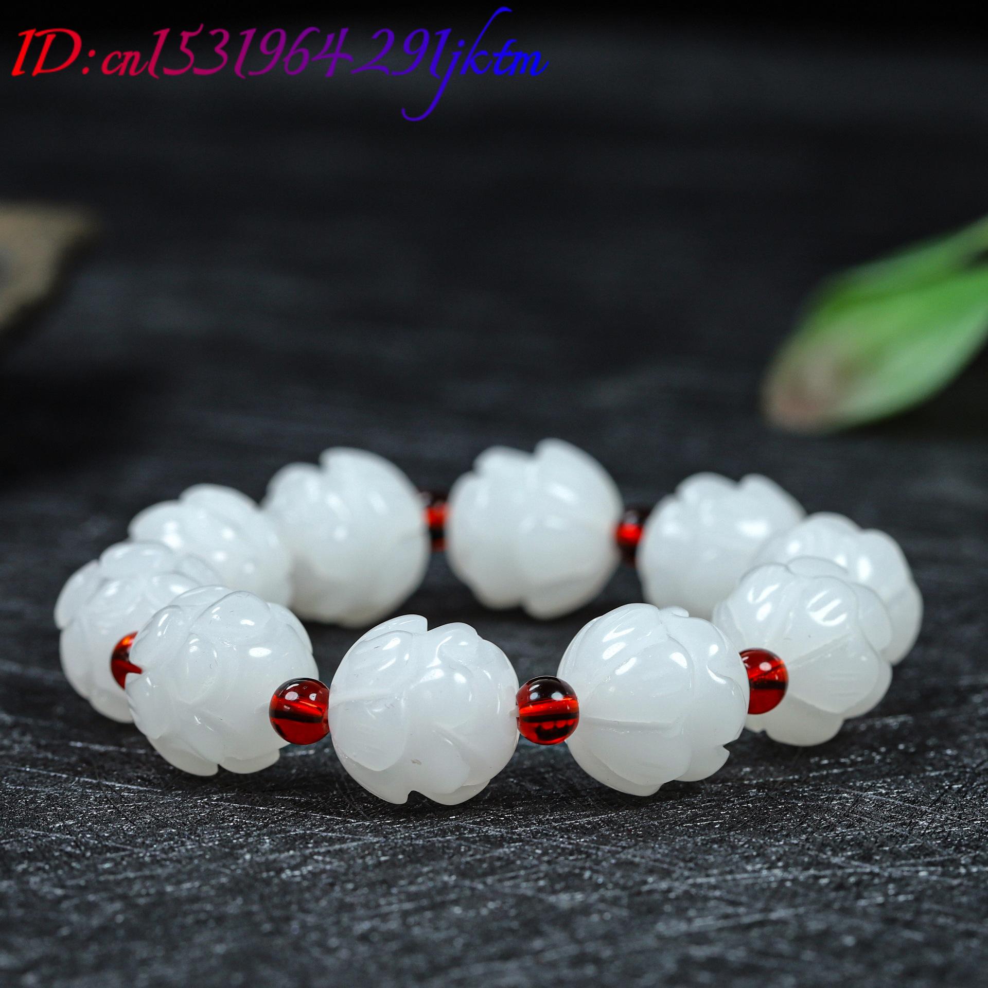 화이트 리얼 제이드 로터스 팔찌 액세서리 디자이너 쥬얼 - Women Accessories Jewelry 리뷰 및 가격