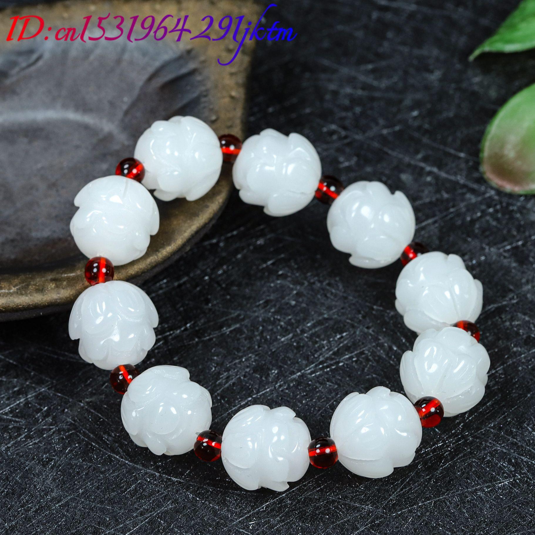 화이트 리얼 제이드 로터스 팔찌 액세서리 디자이너 쥬얼 - Women Accessories Jewelry 리뷰 및 가격