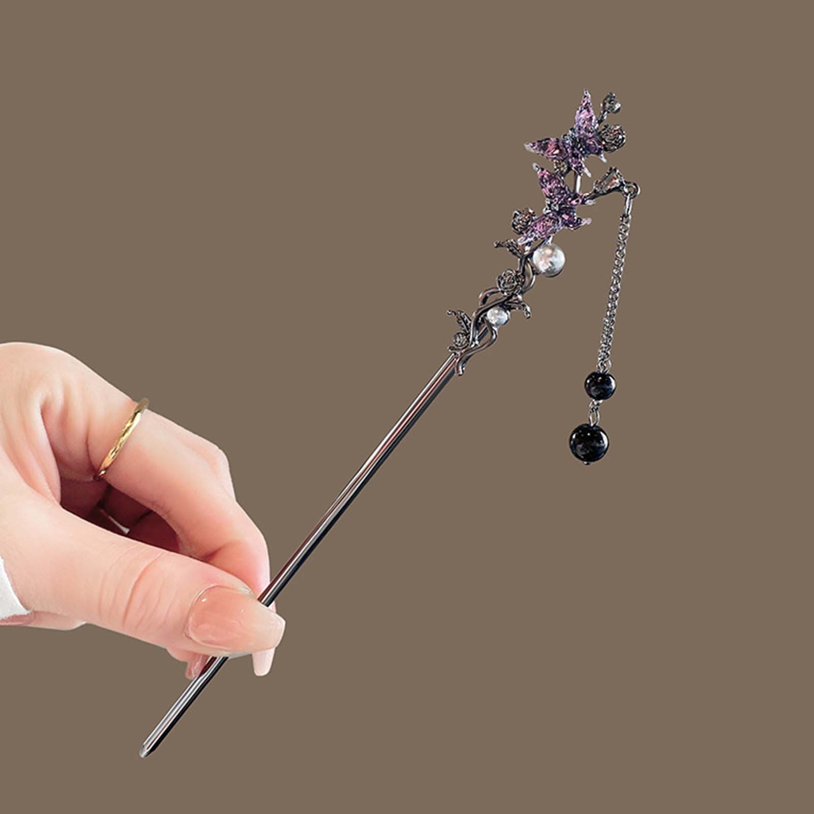 중국 스타일 헤어 스틱 블랙 메탈 헤어핀 클래식 플라워 - Hair Fork Stick 리뷰 및 가격