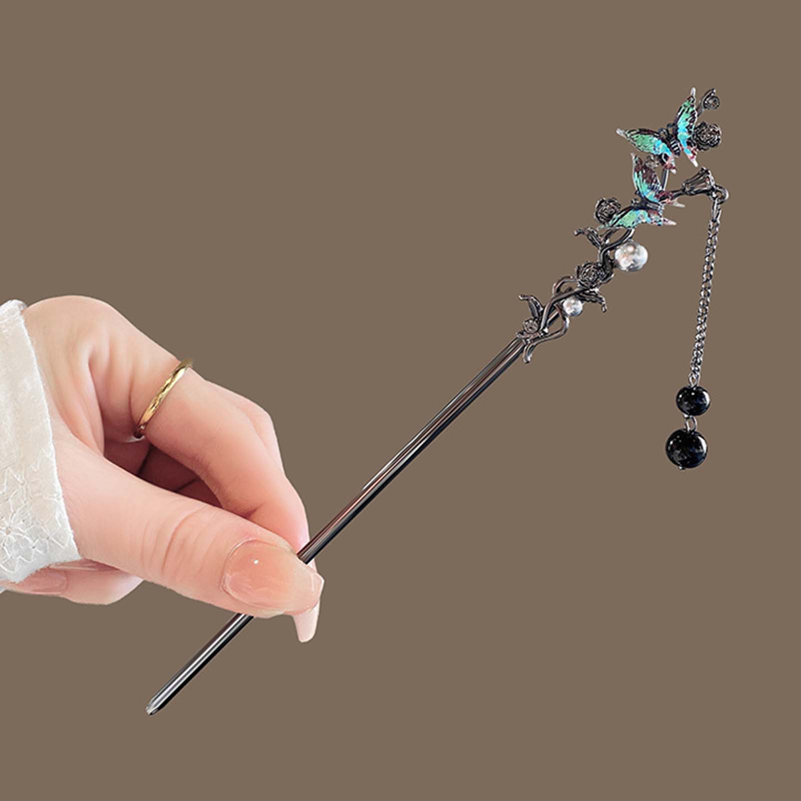 중국 스타일 헤어 스틱 블랙 메탈 헤어핀 클래식 플라워 - Hair Fork Stick 리뷰 및 가격