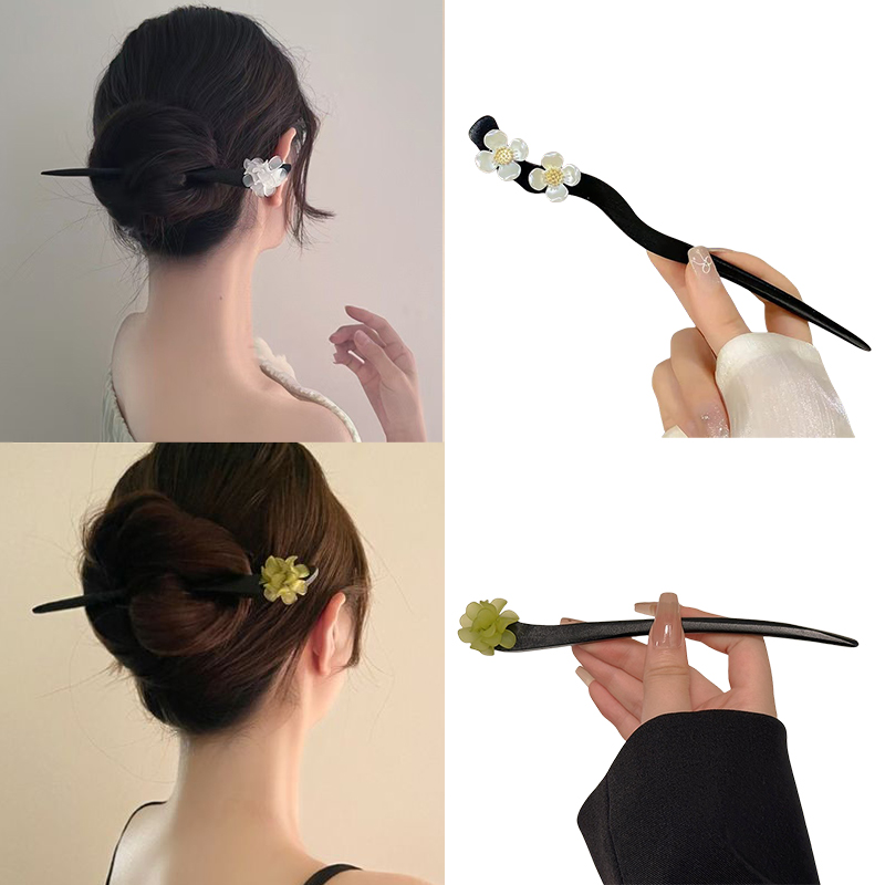 빈티지 중국 스타일 나무 꽃 머리 스틱 여성을위한 진주 - Women Accessories Trending 리뷰 및 가격