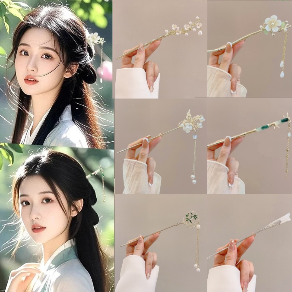1/6pcs 우아한 중국 스타일 태슬 헤어 스틱 전통  - Women Accessories Trending 리뷰 및 가격