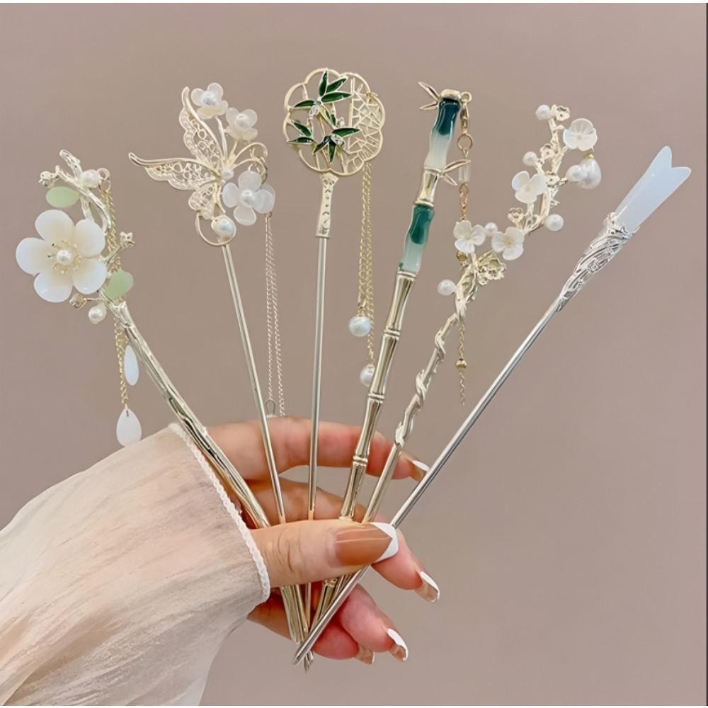 1/6pcs 우아한 중국 스타일 태슬 헤어 스틱 전통  - Women Accessories Trending 리뷰 및 가격