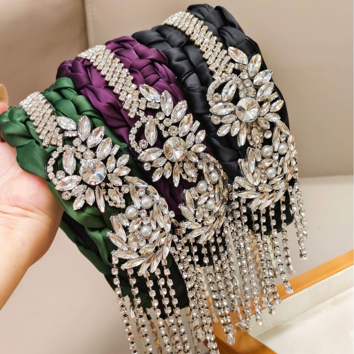핫세일 고급 수공예 라인스톤 태슬 꼬임 헤어밴드 여성용 - Women Accessories Sale 리뷰 및 가격