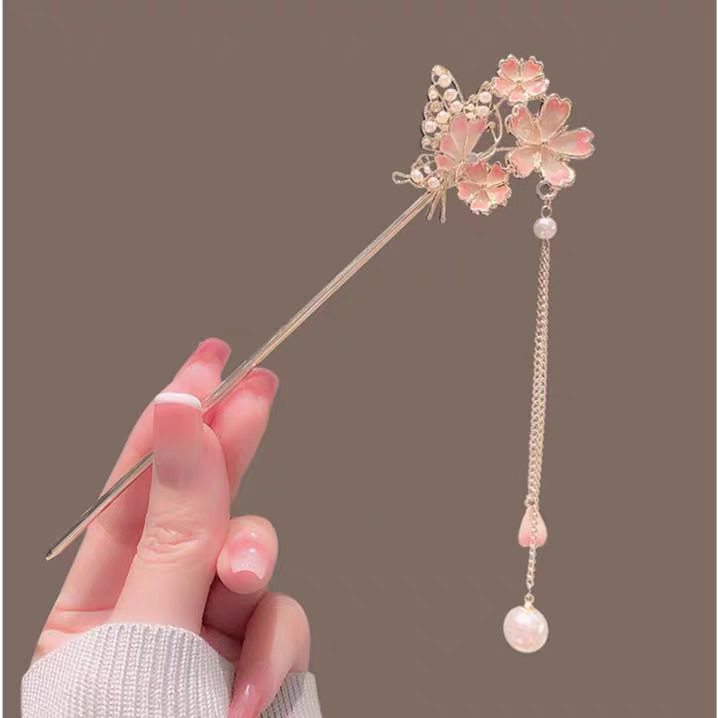 고급스러운 느낌의 사쿠라 머리핀, 한푸 머리핀, 태슬  - Hair Fork Stick 리뷰 및 가격