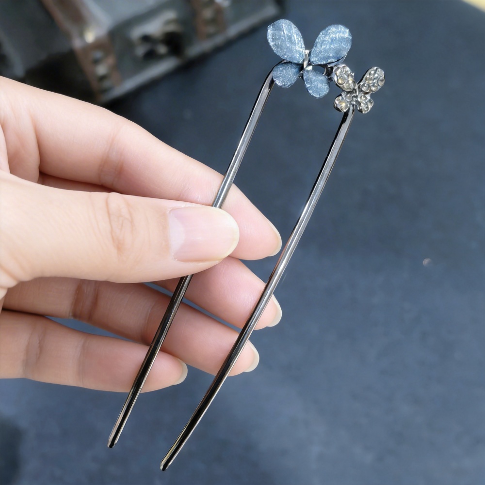 여성용 빈티지 꽃무늬 나비 머리핀, 금속 U자형 헤어핀 - Hair Fork Stick 리뷰 및 가격