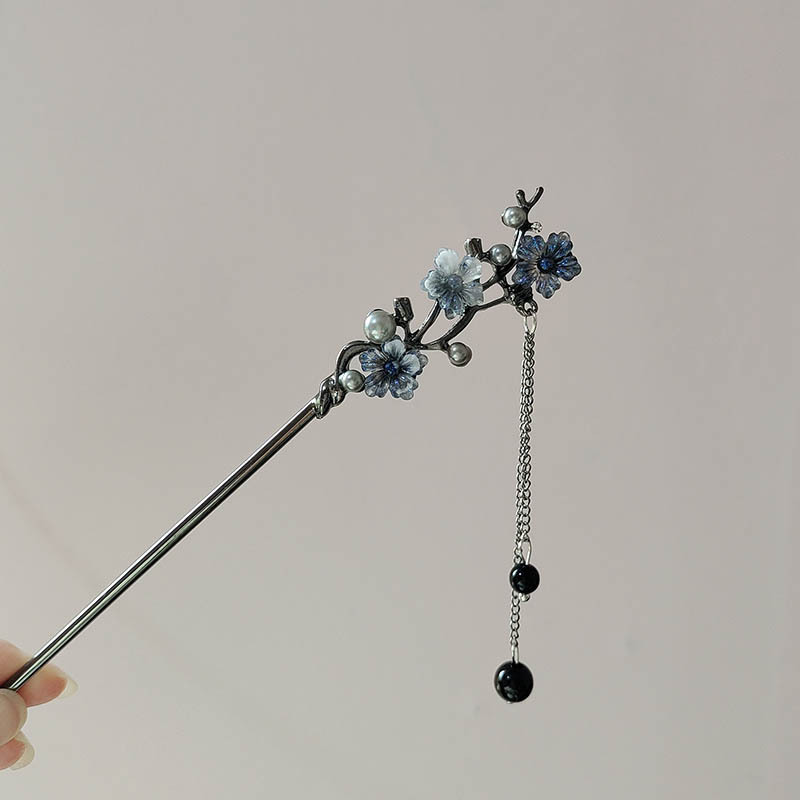 클래식 헤어 스틱 젓가락 잉크 컬러 꽃 금속 프린지 헤 - Hair Fork Stick 리뷰 및 가격
