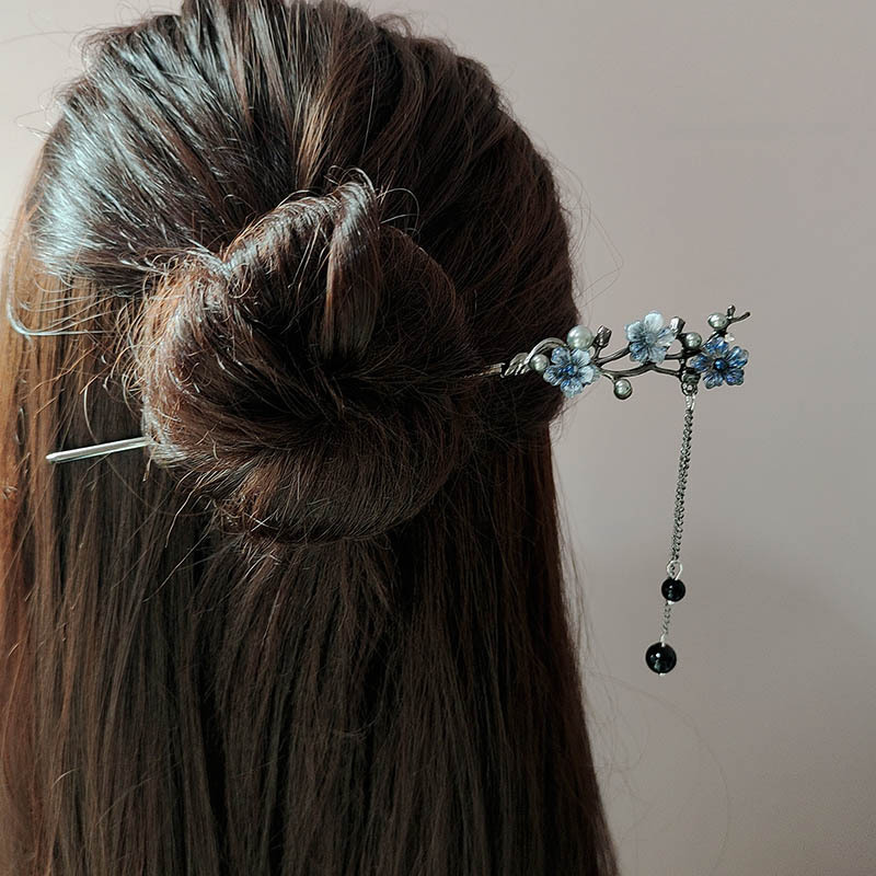 클래식 헤어 스틱 젓가락 잉크 컬러 꽃 금속 프린지 헤 - Hair Fork Stick 리뷰 및 가격